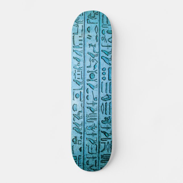 Ancient Egyptian Hieroglyphs Blue Skateboard (Front)