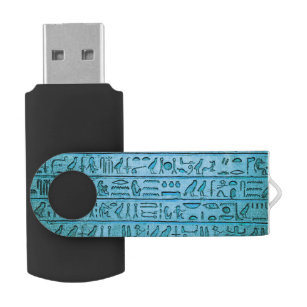 Ancient Egyptian Hieroglyphs Blue USB Flash Drive