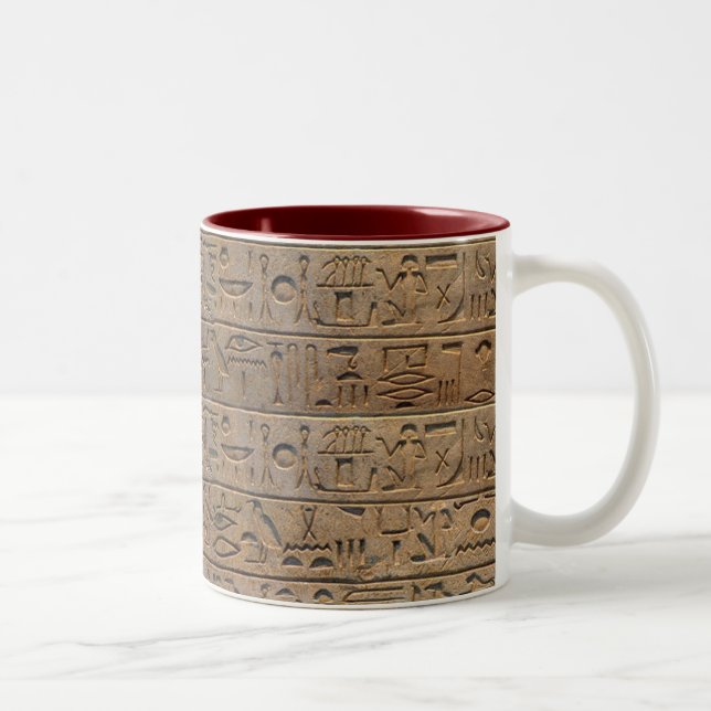 Ancient Egyptian Hieroglyphs Designer Gift Two-Tone Coffee Mug (Right)