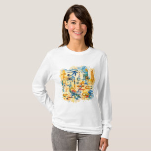 Ancient Egyptian Hieroglyphs Eye of Horus & Ankh T-Shirt