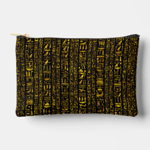 Ancient Egyptian hieroglyphs gold and black colour Accessory Pouch