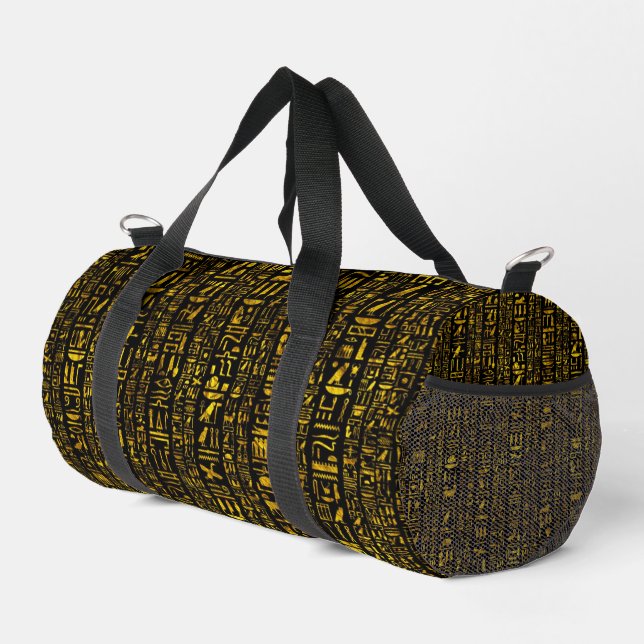 Ancient Egyptian hieroglyphs gold and black colour Duffle Bag (Right Corner)