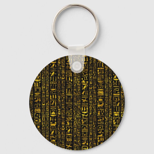Ancient Egyptian hieroglyphs gold and black colour Key Ring (Front)