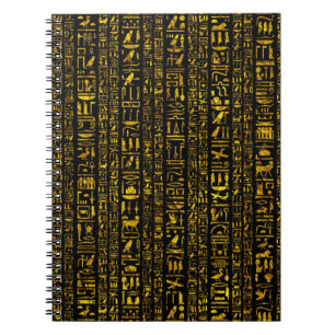Ancient Egyptian hieroglyphs gold and black colour Notebook
