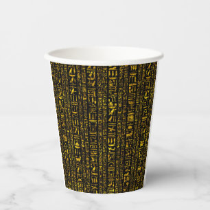 Ancient Egyptian hieroglyphs gold and black colour Paper Cups