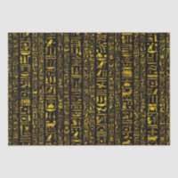 Ancient Egyptian hieroglyphs gold black decoupage