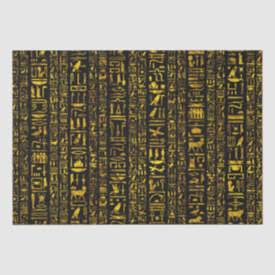 Ancient Egyptian hieroglyphs gold black decoupage Tissue Paper