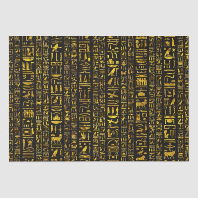 Ancient Egyptian hieroglyphs gold black decoupage Tissue Paper (Front)