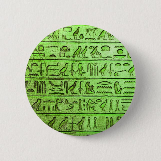 Ancient Egyptian Hieroglyphs Green 6 Cm Round Badge (Front)