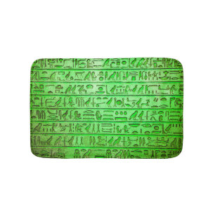 Ancient Egyptian Hieroglyphs Green Bath Mat