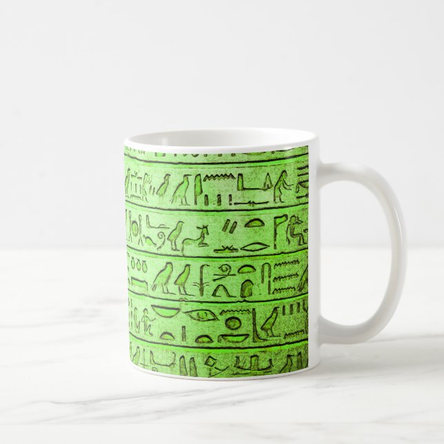 Ancient Egyptian Hieroglyphs Green Coffee Mug (Right)