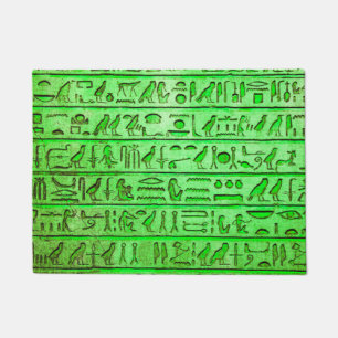 Ancient Egyptian Hieroglyphs Green Doormat