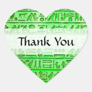 Ancient Egyptian Hieroglyphs Green Heart Sticker
