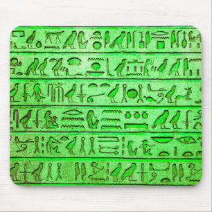Ancient Egyptian Hieroglyphs Green Mouse Pad