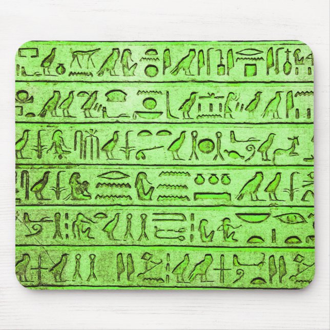Ancient Egyptian Hieroglyphs Green Mouse Pad (Front)
