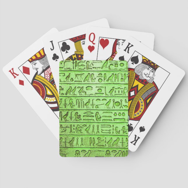 Ancient Egyptian Hieroglyphs Green Playing Cards (Back)