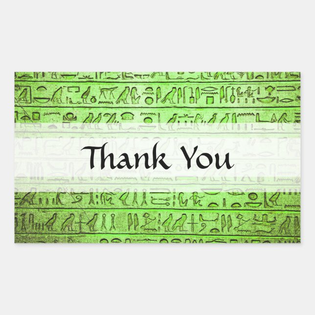 Ancient Egyptian Hieroglyphs Green Rectangular Sticker (Front)