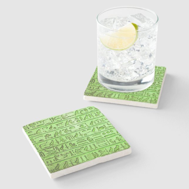 Ancient Egyptian Hieroglyphs Green Stone Coaster (Side)