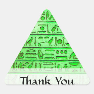 Ancient Egyptian Hieroglyphs Green Triangle Sticker