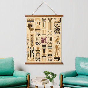 Ancient Egyptian Hieroglyphs Hanging Tapestry