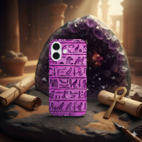 Ancient Egyptian Hieroglyphs Purple iPhone 16 Case
