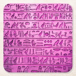 Ancient Egyptian Hieroglyphs Purple Paper Coasters