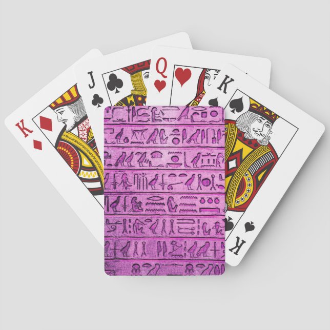 Ancient Egyptian Hieroglyphs Purple Playing Cards (Back)