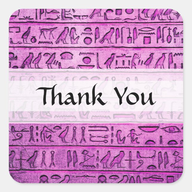 Ancient Egyptian Hieroglyphs Purple Square Sticker (Front)