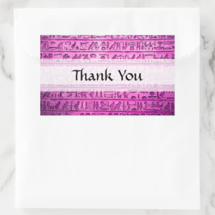Ancient Egyptian Hieroglyphs Purple Thank You Rectangular Sticker
