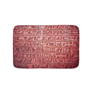 Ancient Egyptian Hieroglyphs Red Bath Mat