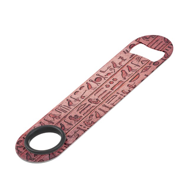 Ancient Egyptian Hieroglyphs Red Bottle Opener (Front Angled)