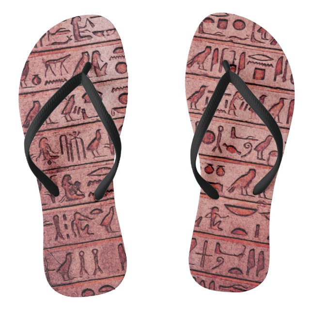Ancient Egyptian Hieroglyphs Red Flip Flops (Footbed)