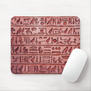 Ancient Egyptian Hieroglyphs Red Mouse Pad
