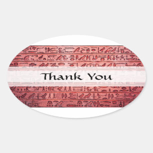 Ancient Egyptian Hieroglyphs Red Oval Sticker