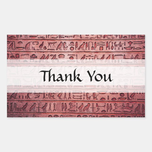 Ancient Egyptian Hieroglyphs Red Rectangular Sticker (Front)