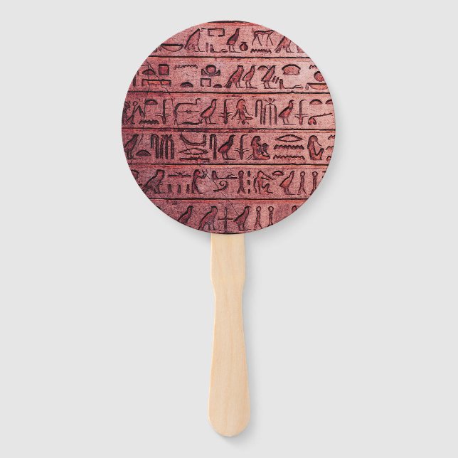 Ancient Egyptian Hieroglyphs Red Round Hand Fan (Front)