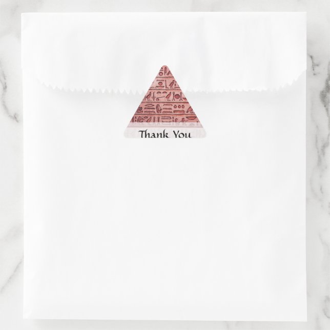 Ancient Egyptian Hieroglyphs Red Thank You Triangle Sticker (Bag)