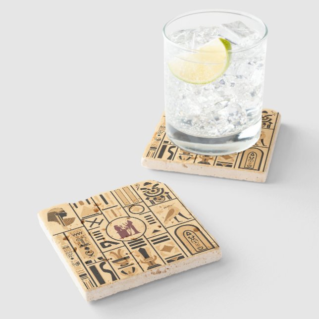 Ancient Egyptian Hieroglyphs Stone Coaster (Side)