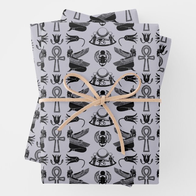 Ancient Egyptian Hieroglyphs Wrapping Paper Sheet (In situ)