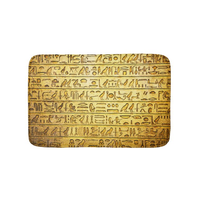 Ancient Egyptian Hieroglyphs Yellow Bath Mat (Front)