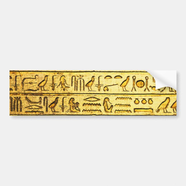 Ancient Egyptian Hieroglyphs Yellow Bumper Sticker (Front)