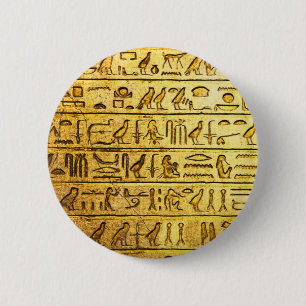 Ancient Egyptian Hieroglyphs Yellow Button