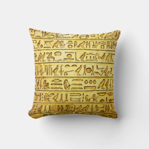 Ancient Egyptian Hieroglyphs - Yellow Cushion