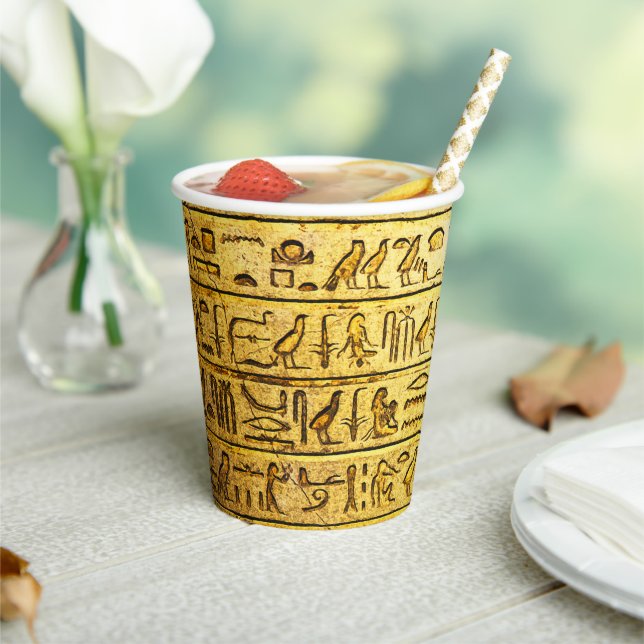 Ancient Egyptian Hieroglyphs Yellow Paper Cup (Insitu)