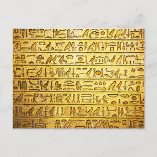 Ancient Egyptian Hieroglyphs Yellow Postcard