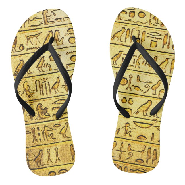 Ancient Egyptian Hieroglyphs Yellow Thongs (Footbed)