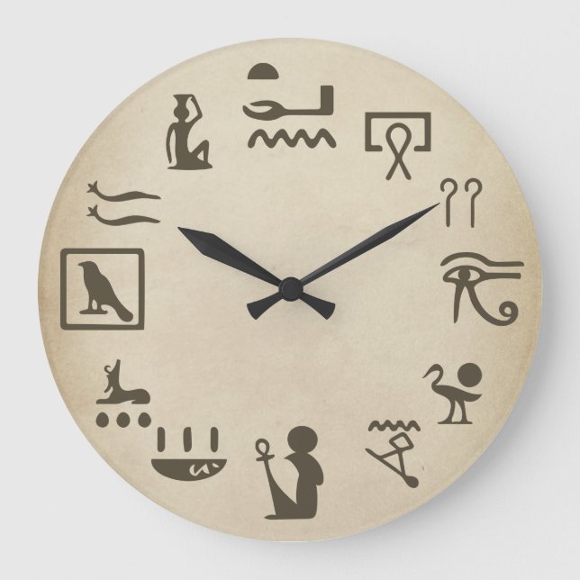 Ancient Egyptian Hierogylphics Art Large Clock (Front)