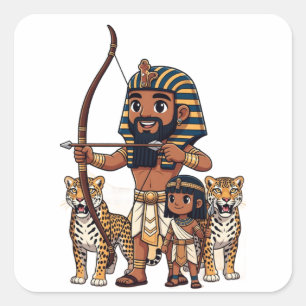 Ancient Egyptian Hunt with Leopards Square Sticker