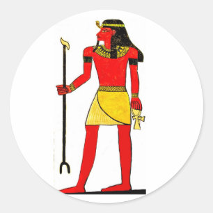 Ancient Egyptian Illustration with Key of Life Classic Round Sticker