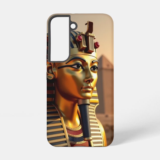 Ancient Egyptian King Tut Gold Mask with Pyramids Samsung Galaxy S22 Case (Back)